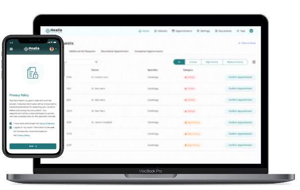 healia banner app page screenshot