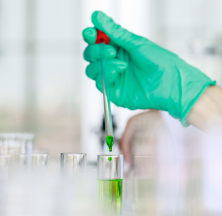 Researcher analyzing drug development data with predictive tools