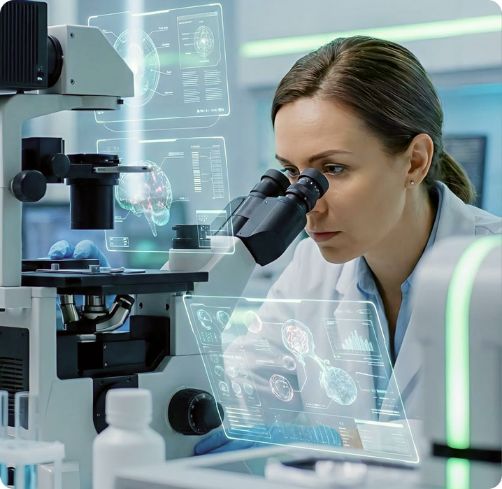Scientist working in drug research laboratory