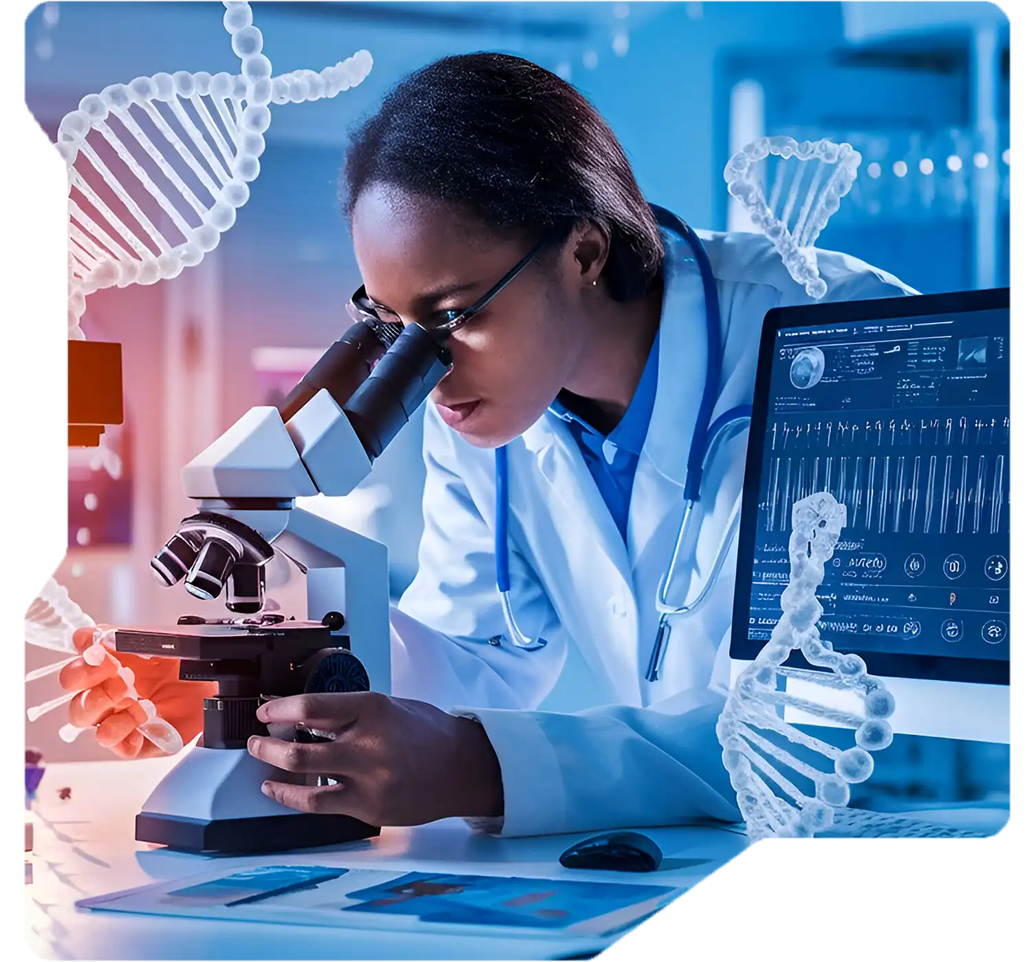 Scientist working in drug research laboratory
