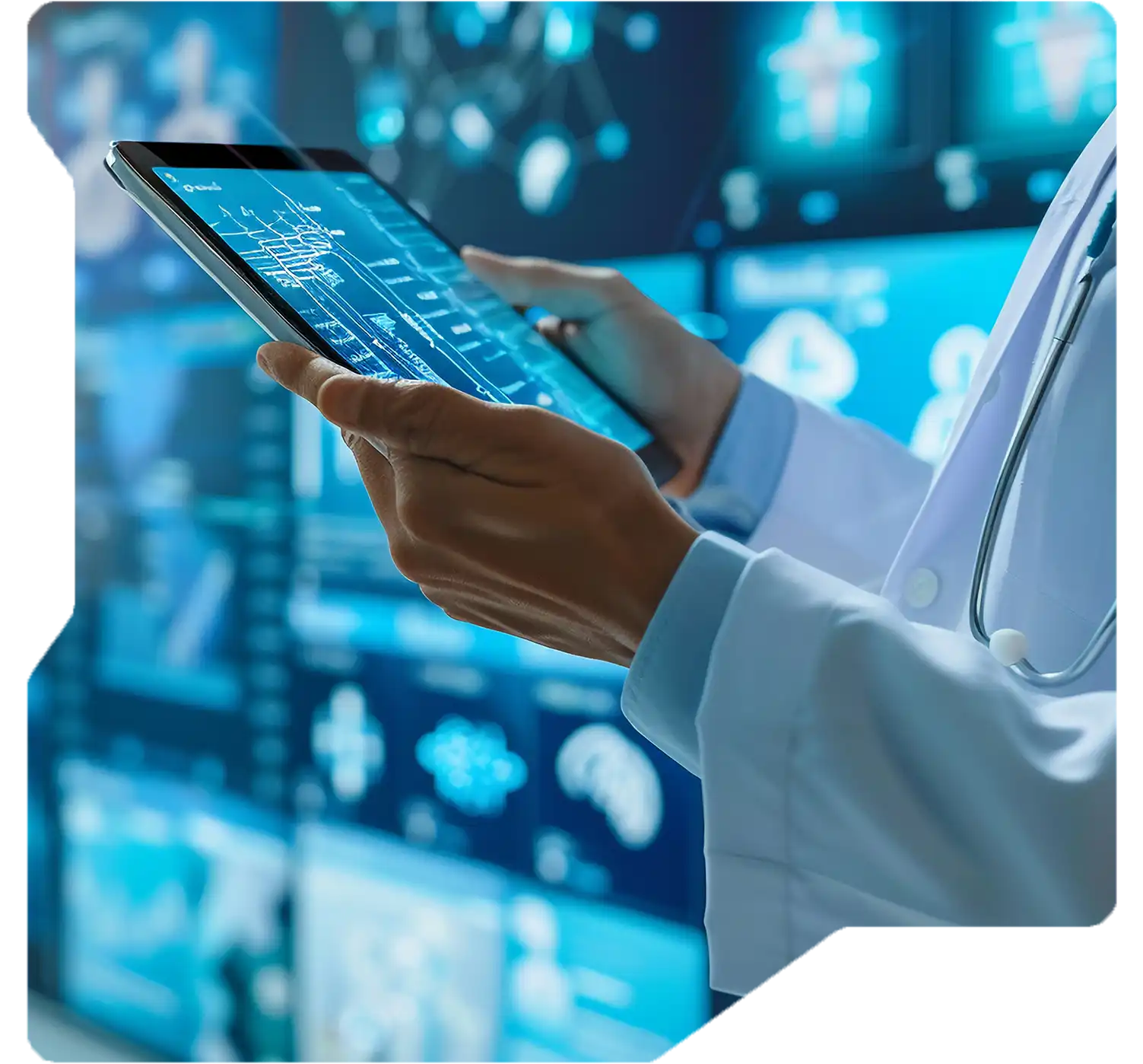 Researcher analyzing drug development data with predictive tools