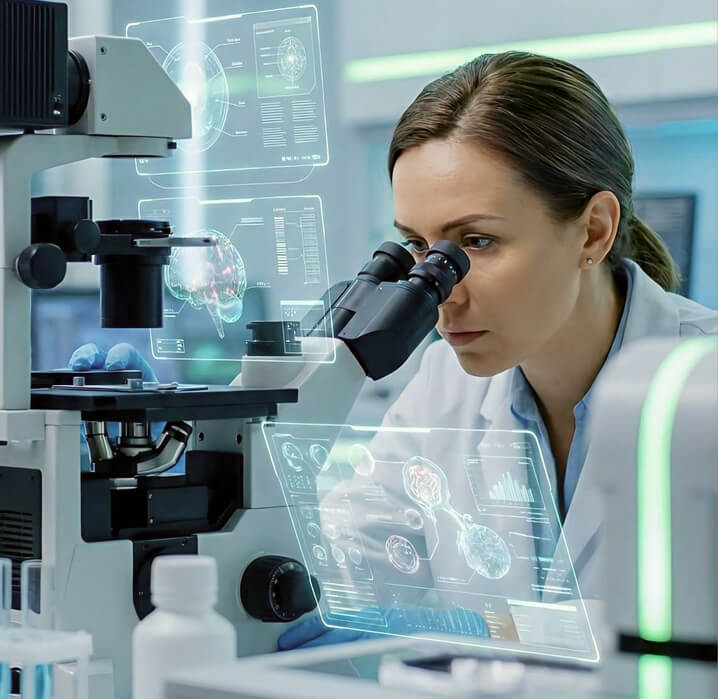 Scientist working in drug research laboratory
